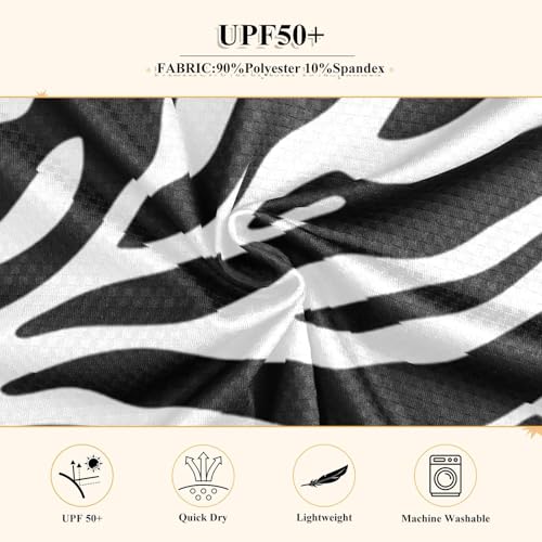 Image of Pfrewn Kids Long Sleeve Rash Guard Shirt Tiger Zebra Animal Print Swim Shirt for Boys Girls UPF 50+ Sun Protective