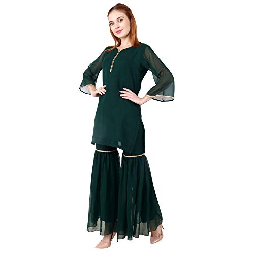 Image of POPWINGS Casual V-Neck Georgette Garara Set for Women