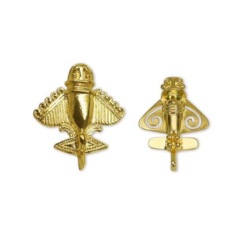 Image of Real Metal Two Quimbaya Flyer Pins Real 24K GP Pre-Colombian Ancient Alien Artifact Lapel, Hat, Jacket or Backpack Pin