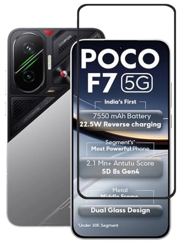 Image of MoCoTech HD+ Edge-to-Edge Tempered Glass for Poco F7 5G - Full Screen Protector, 9H Hardness, Case Friendly, Anti-Scratch, Ultra Clear with Easy Installation Kit