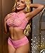 XJG Womens Fishnet Lingerie for Women Sexy Two Piece Lingerie Set Stripper Outfit Rose Red