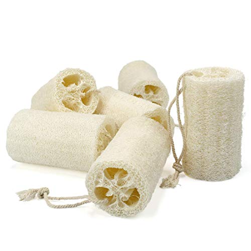 Lot de 6 éponges exfoliantes en luffa naturel pour le bain, le corps, la douche