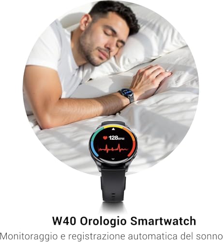 Iowodo Smartwatch Uomo Donna, 1.43" Amoled Orologio Fitness Tracker Con Effettua/Risposta Chiamate Bluetooth, Contapassi/Cardiofrequenzimetro/Sonno, Impermeabile IP68 Quadrante Rotondo - 6