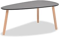 Vista 9 de Juego de mesa de centro de 2 piezas de madera de pino maciza, color negro, grandes mesas de comedor para sala de patio, mesa de centro para balcón