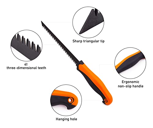 Mivos Gipskartonsäge mit 150 mm Klinge aus Federstahl - Multifunktional Trockenbausäge mit 2-Komponentengriff - Handstichsäge mit 7 Zähne per Zoll - Härte: 47-49