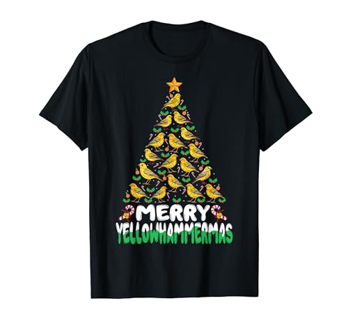Yellowhammer Birds Xmas Merry Yellowhammermas Christmas Tree Camiseta