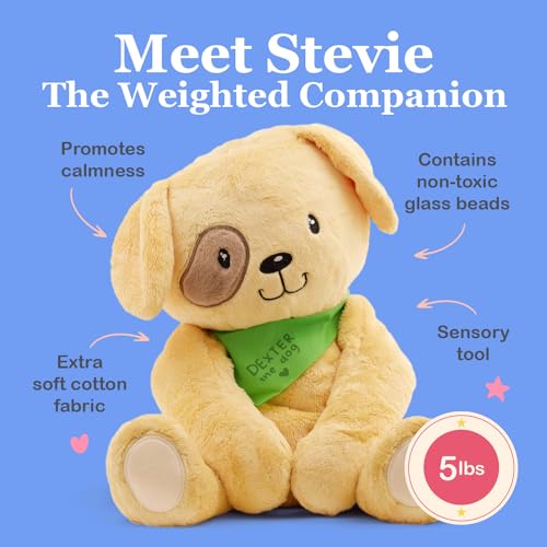 Image of Lilly's Love Weighted Stuffed Animal, 5lb | Sensory Plush for Kids & Adults | Machine Washable Plushie w /Removable Inner | Calming Weighted Stuffed Animal for Anxiety, Dexter The Dog