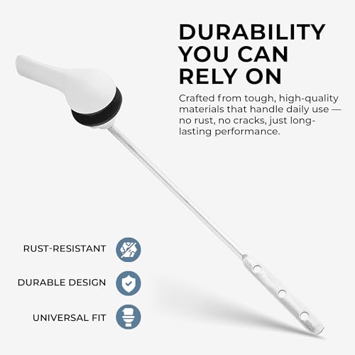 Image of Qualihome White Finish Front Mount Toilet Handle Replacement Kit, Universal Toilet Tank Flush Lever Fits Most Standard Front-Mount Toilet Tanks