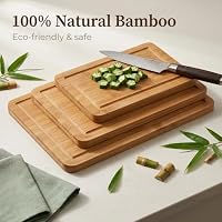 3-Piece Deep Carbonized Bamboo Cutting Board Set with Vertical Drying Stand | Wooden Chopping Boards for Kitchen | Extra Deep Juice Grooves & Easy-Carry Side Handles | Gift-Ready — image 5