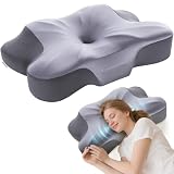 MOONOUU High Loft Pillow for Side Sleepers, Cervical Neck Pillow for Broad Shoulders, 4' / 5' Contour Memory Foam Pillow for Neck & Shoulder Support, Cooling Ice Silk Cover