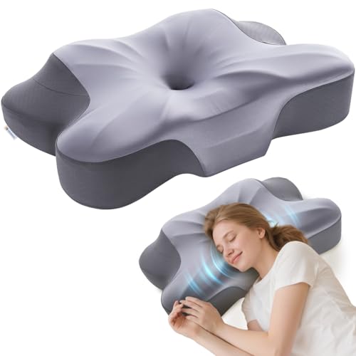 Memory Foam Butterfly Pillow for Side Sleepers, Dark Gray