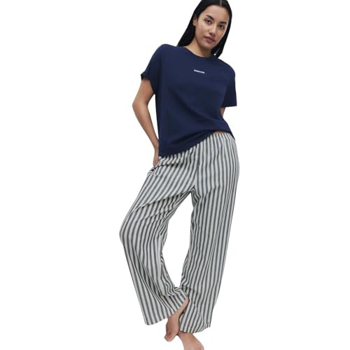 Image of Marks & Spencer Women's Pure Cotton Pyjama Set with Woven Bottoms