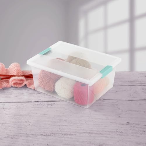 Sterilite 8-Pack Clip Box, Stackable Clear Plastic Bins with Latching Lids, Deep - Writing, Arts or Crafts Supplies Storage Containers for Home, Office, Classroom and Workshop Organization