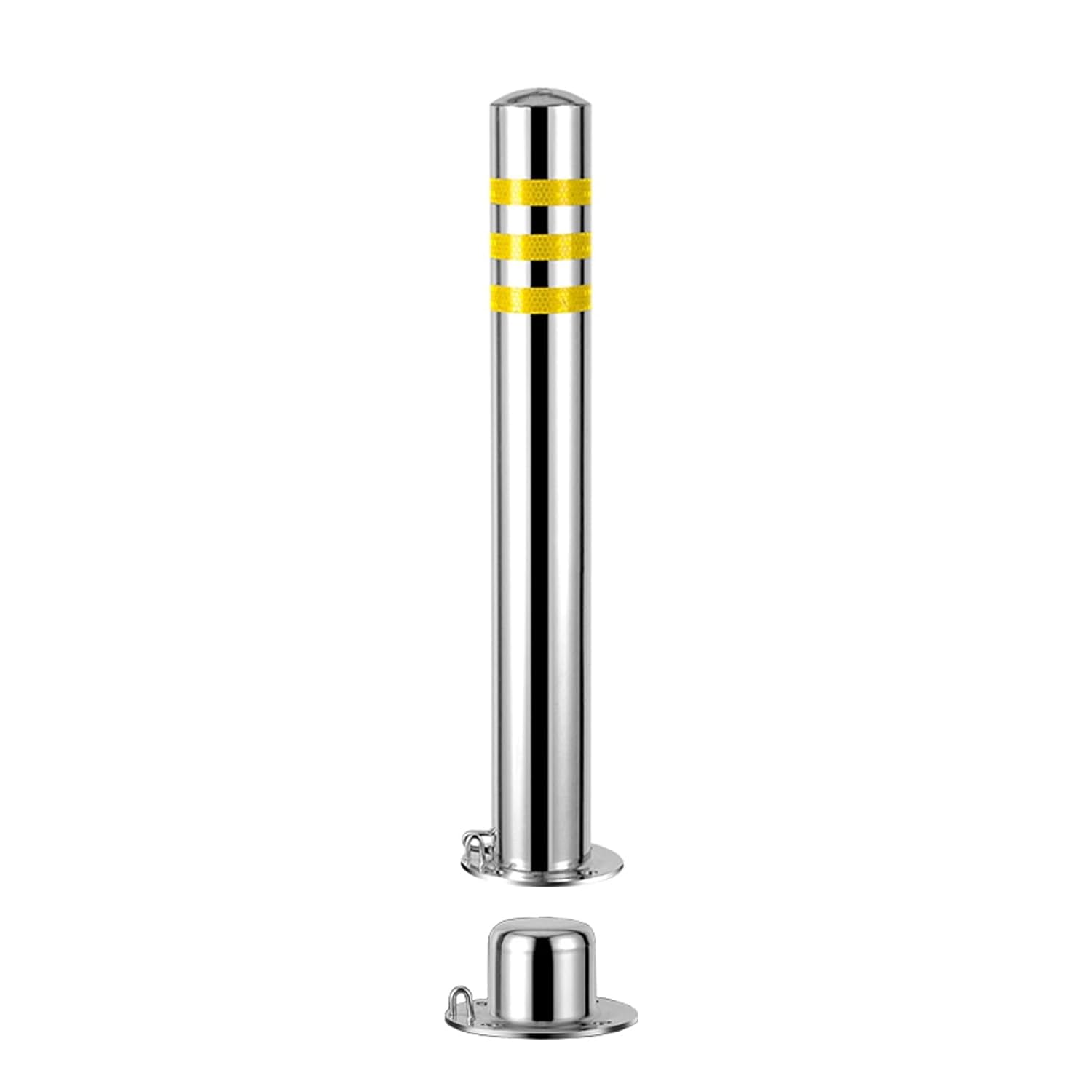 Aioneer Safety Bollard, 3 Inch Diameter Steel Pipe Safety Bollard Post, Removable Bollard, Includes 4 Anchor Bolts, Safety Warning Column, For Traffic Control, Driveway Barrier,
