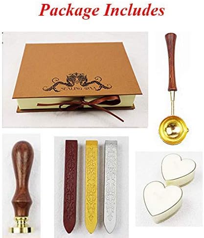 Miniatura 2 de CTEB Star Moon Moonlight - Kit de sellos de cera con mango de madera, cuchara derretida, palitos de cera, juego de caja de regalo para decoración,