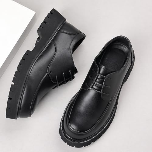 Men's Leather Platform Oxford Shoes Fashion Round Toe Non-Slip Lug Sole Lace-Up Business Dress Penny Loafers Casual Formal Work Shoes3