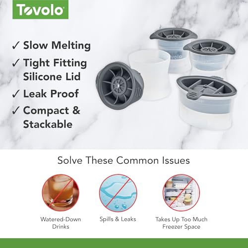 Image of Tovolo Sports Ice Mold Bundle Set of 4 Football Baseball Basketball Soccer Ball Large Craft Ice Cubes for Whiskey Cocktails with Silicone Lids, Easy Fill Craft Ice Mold for Sports Fans