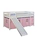 Homestyle4u 1543, Kinder Hochbett Mit Rutsche, Leiter, Vorhang Rosa Rose, Massivholz Kiefer Weiß, 90x200 cm