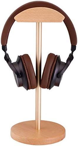 Headphone Stand Wood T-Shape, Beech Wood Stand for Headset Hanger Accessory for Headphone Collective, Scratch-Proof & Anti-Slip, Fit for Bose, Sony, Beats Headphone