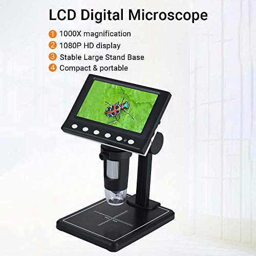 Funien Microscópio digital de 4,3 polegadas, ampliação 1000X, LCD, microscópio, portátil, vídeo, câm