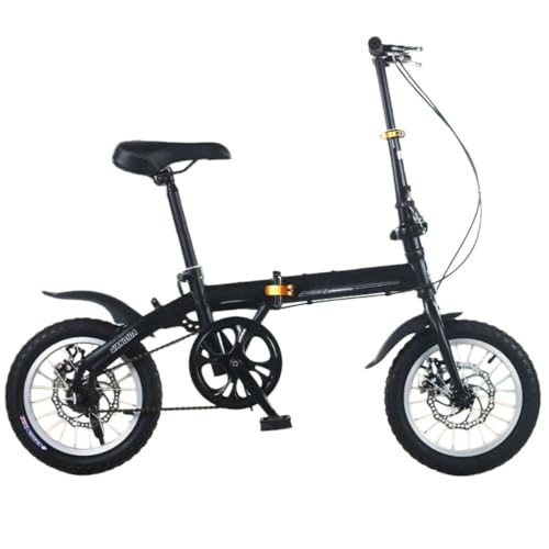 YFFY 折りたたみ自転車、14/16/20インチ、コンパクト、組み立て不要 、収納簡単、軽量、高さ調節可能、タイプ 大人・小中学生まで幅広く使用可能 軽量 耐荷重200kg (ブラックシングルスピード,20インチ)