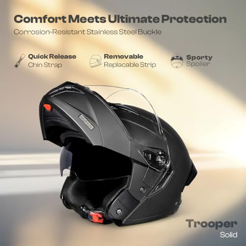 STUDDS Store STUDDS Trooper Matt Black Full Face Helmet - Image 3