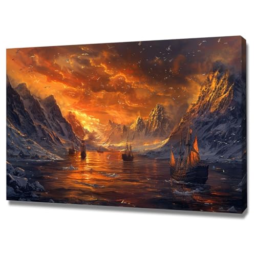 Impression sur toile paysage marin d'hiver WODJEM de qualité galerie 70x100cm