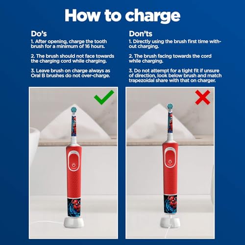 Oral-B Kids Spiderman Rechargeable Rotating Electric Toothbrush, 2 Brushing Modes (Daily & Sensitive), 2 Min Timer with Quadpacer, 2 Year Warranty by Oral B, IPX7 Water Resistant, Round Brush Head - Image 11 thumbnail