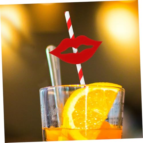 Pitillos decorativos de papel con diseño de labios rojos miniatura 4