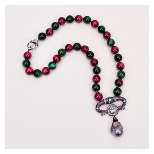 RVBLRDSE 18" Rose Green Tiger Eye Round Necklace Necklace For Women – vue 4