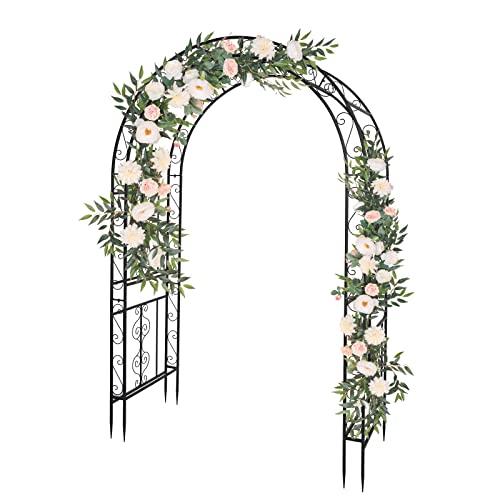 Outopee Garden Arch Trellis, Heavy-Duty Steel Frame Support Arbour Archway for Climbing Plant, Rose Vines, Vegetables, Outdoor Decoration for Lawn Backyard Party Wedding, Arc Top