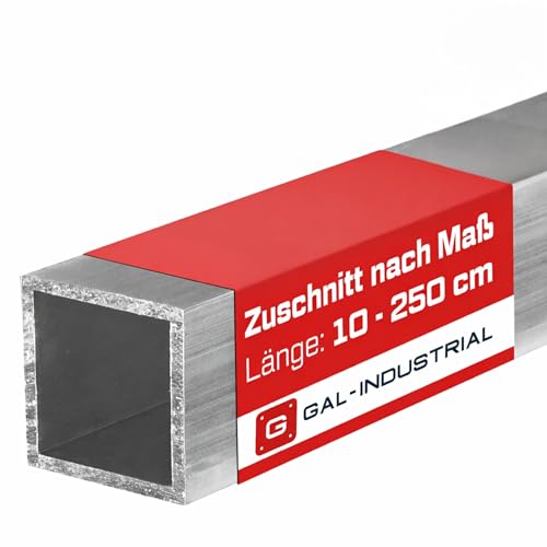 GAL - INDUSTRIAL Alu Vierkantrohr 40 x 40 x 2 mm | Länge 200 cm | Zuschnitt nach Maß möglich | Aluminium EN AW 6060 | Quadratrohr, Alu Profil, Hohlprofil, Aluminium Profil | Roh, Unbehandelt