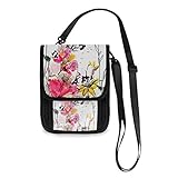 Reise-Umhängetasche, Grün, Gelb, Blau, Tulpen-Design, Reisepasshülle, Organisierte Reisetasche, Umhängetasche für Damen und Herren Mehrfarbig Blumen Tinte Gemälde 2 Einheitsgröße