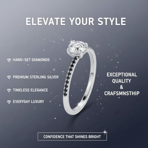 Image of Choose Your Gemstone Delicate Hidden Halo Diamond CZ Ring 925 Sterling Silver Round Shape Petite Engagement Rings Minimal Modern Design Birthday Gift Wedding Gift US Size 4 to 12