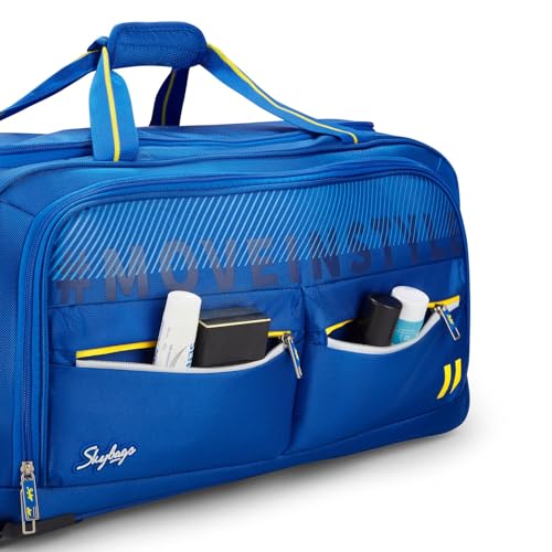 Image of Skybags Muse 46 Liters Polyester 58 cm Medium Size | Stylish Duffel Trolley Bag with Two Wheels, Two Stage Push Button | Premium Zipper, Travel Bag | 3-Year International Warranty - Unisex (Blue)