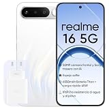 Smartphone realme 16 5G, 8GB+256GB, Pantalla AMOLED 120Hz 6,57", Batería 6500mAh, Cámara 50MP Sony IMX852, Protección IP69K, Carga rápida 45W, Doble SIM, Next IA, Blanco