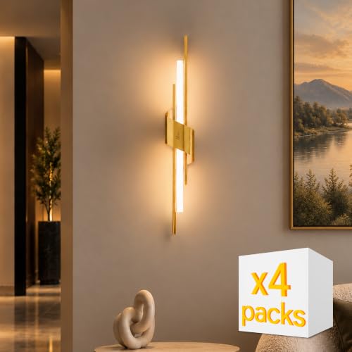 Image of Murphy Auric Twist 12W Decorative LED Wall Lamp | Warm White Wall Light | Premium Gold Finish | Modern Wall Sconce for Living Room, Bedroom & Hallway | 2 Year Warranty | Pack of 4