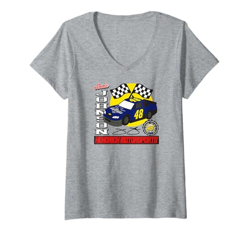 Womens Jimmie Johnson Car 48 Hendrick Motorsports Licensed V-Neck T-Shirt