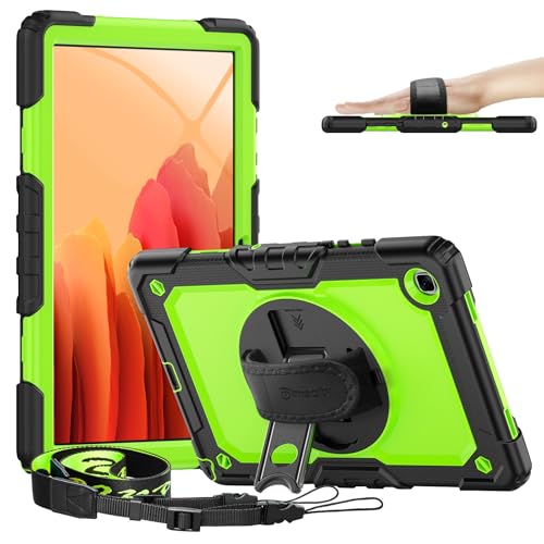 Timecity for Samsung Galaxy Tab A7 10.4 Inch Case 2020/2022, SM-T500/T503/T505/T507/T509 Tablet Case, Durable Sturdy Case with Screen Protector Swivel Stand Hand Shoulder Strap Drop-Proof - Green