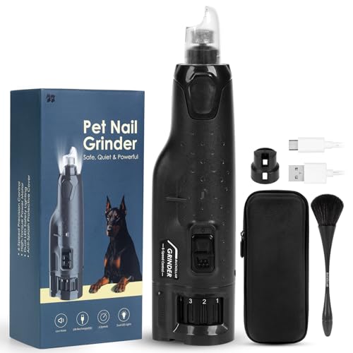 BUCKOLLAR Dog Nail Grinder for Large Dogs, Quiet 6-Speed with LED Light