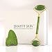 Jade face roller for Women with gua sha facial tool By SMARTRSKIN- Rejuvenate Face Neck And Eyes by Double Sided Skin Tightening massager Therapy - Natural Skincare Anti Aging Facial Treatment - Green