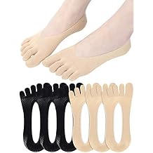Pangda 6 Pairs Women Toe Socks No Show Toe Separator Full Finger Low Cut Liner Socks with Gel TabColor Set 3
