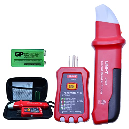 UNI-T AC Circuit Breaker Finder with Integrated GFCI Outlet Tester AC 90-120V USA Plug + Adjustable Sensitivity Beeper Indicattion+ Flashing LED Light