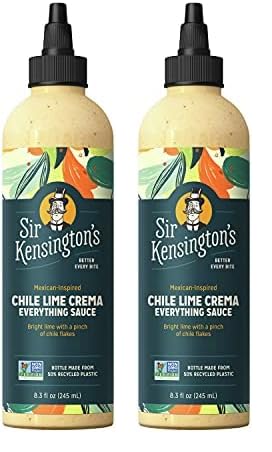 Sir Kensington's Everything Sauce Chile Lime Crema Dressing Dip and Drizzle Keto Diet & Paleo Diet Certified Dairy Free Gluten Free Non- GMO Project Verified Shelf-Stable 8.3 oz (Pack of 2)