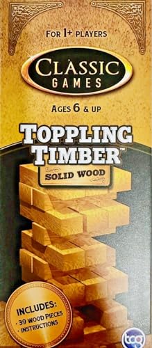 TCG Classic Games Toppling Timber Solid Wooden Blocks Tower Gaming With 39 Wood Blocks For Kids