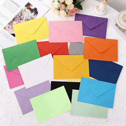 115 Stück Briefumschläge Bunt, 23 Farben Farbige Briefumschläge, 16x11cm Bunte Umschläge, Munzumschläge Bunt für Geburtstage Partys Hochzeiten