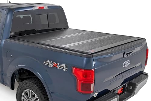 Rough Country Hard Tri-Fold Tonneau Cover for Ford Ranger (2019-2023) - Low-Profile Aluminum Truck Bed Cover, Fits 5' Bed (61")