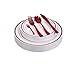 125pcs Disposable Plastic Plates and Cutlery Set/Party Tableware - Including 25 Red Trim Dinner Plates, 25 Salad or Dessert Plates & 25 Polished Red Forks Knives & Spoons - Bonus 25 Dessert Forks