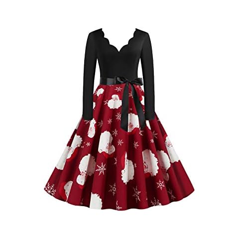 EFOFEI Mujer Vestidos Rockabilly Largos Rojo 3XL Cover