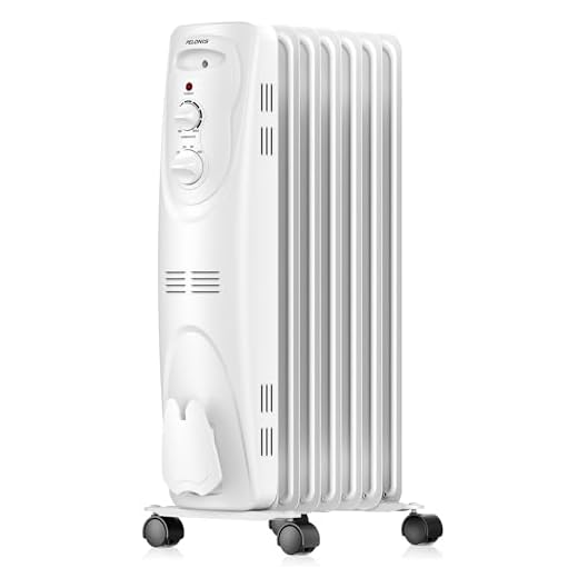 PELONIS PHO15A2AGW, Basic Electric Oil Filled Radiator, 1500W Portable Full Room Radiant Space Heater with Adjustable Thermostat, White, 26.10 x 14.20 x 11.00 in